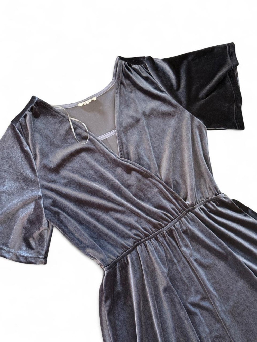 Crescent Navy Blue Velvet Midi Dress | Size Medium | Flowy - Picture 3 of 8